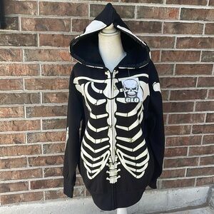 Calhoun Glow in Dark Skeleton Zip Hoodie Boys Size Medium